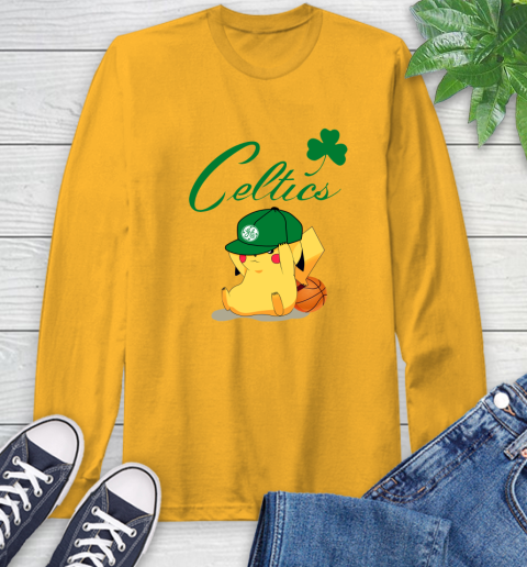 NBA Pikachu Basketball Sports Boston Celtics Long Sleeve T-Shirt 3
