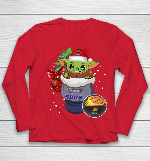 Phoenix Suns Christmas Baby Yoda Star Wars Funny Happy NBA Youth Long Sleeve 10
