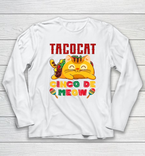 Cinco De Meow Taco Cat, Mexican Cinco De Mayo Cat Lovers Long Sleeve T-Shirt