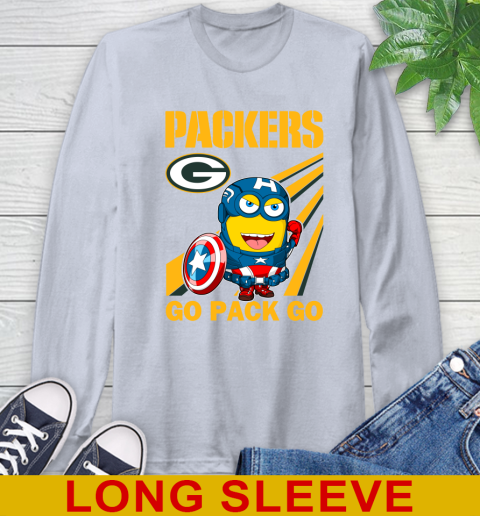 NFL Football Green Bay Packers Captain America Marvel Avengers Minion Shirt Long Sleeve T-Shirt 6