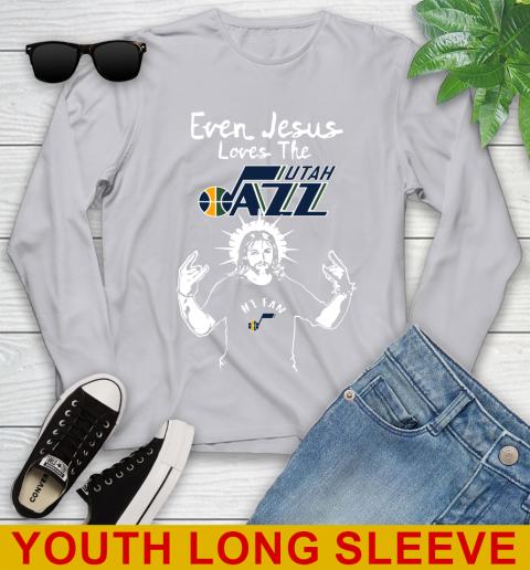 Utah Jazz NBA Basketball Even Jesus Loves The Jazz Shirt Youth Long Sleeve 5