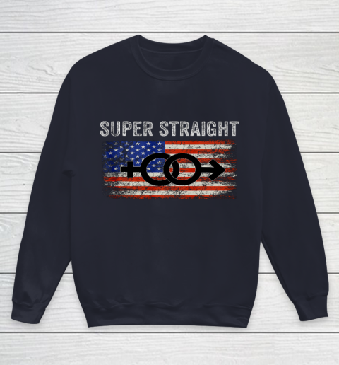 Vintage Us Flag Gender Identity Super Straight Identity Youth Sweatshirt 2