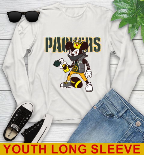 Green Bay Packers NFL Football Mickey Peace Sign Sports Youth Long Sleeve 12