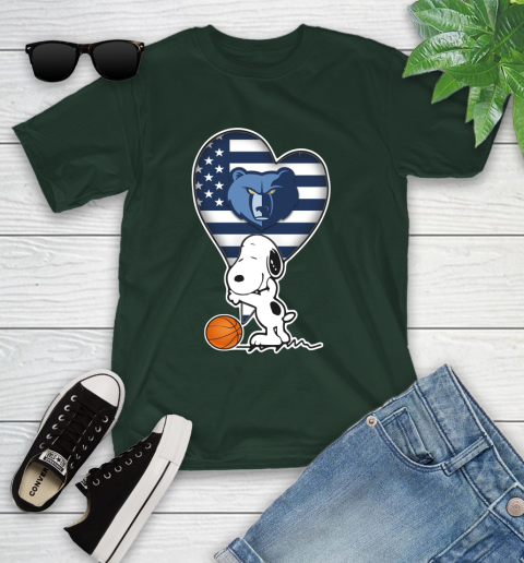 Memphis Grizzlies NBA Basketball The Peanuts Movie Adorable Snoopy Youth T-Shirt 5