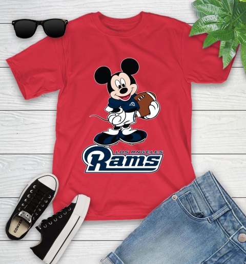 NFL Football Los Angeles Rams Cheerful Mickey Mouse Shirt Youth T-Shirt 10