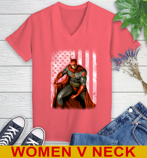 Cleveland Browns NFL Football Batman DC American Flag Shirt Women's V-Neck T-Shirt 6
