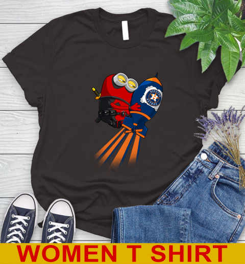 MLB Baseball Houston Astros Deadpool Minion Marvel Shirt Women's T-Shirt 9
