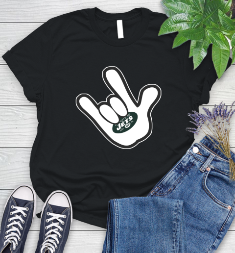 New York Jets NFL Football Mickey Rock Hand Disney Women's T-Shirt 2