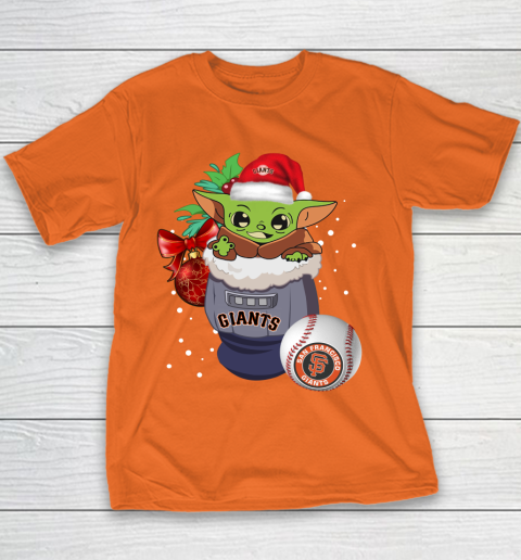 San Francisco Giants Christmas Baby Yoda Star Wars Funny Happy MLB Youth T-Shirt 6