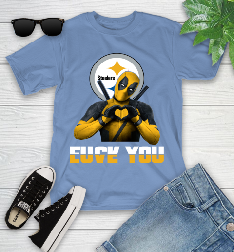 NHL Pittsburgh Steelers Deadpool Love You Fuck You Football Sports Youth T-Shirt 15
