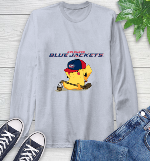 NHL Pikachu Hockey Sports Columbus Blue Jackets Long Sleeve T-Shirt 6