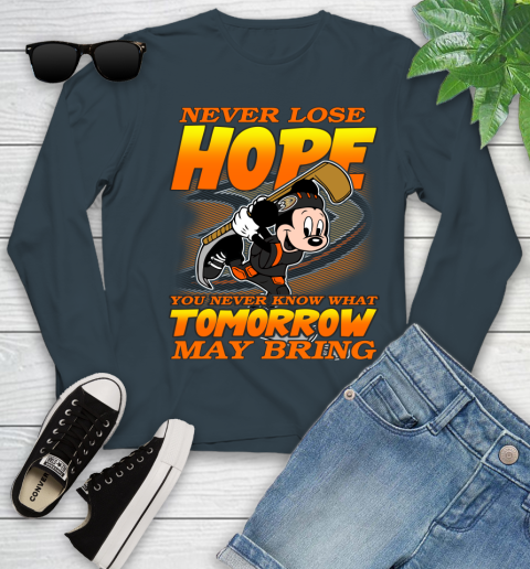 Anaheim Ducks NHL Hockey ootball Mickey Disney Never Lose Hope Youth Long Sleeve 9