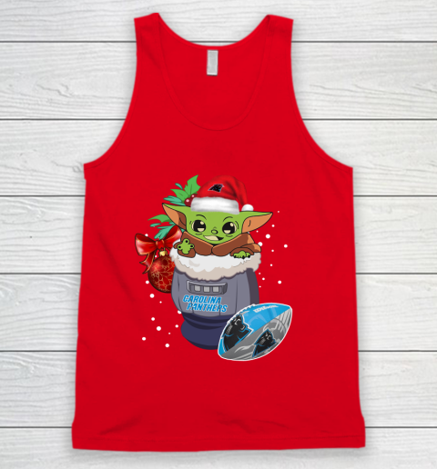 Carolina Panthers Christmas Baby Yoda Star Wars Funny Happy NFL Tank Top 6
