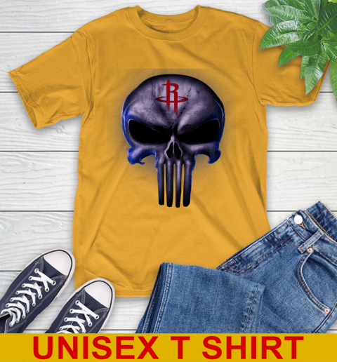 Houston Rockets NBA Basketball Punisher Skull Sports T-Shirt 2
