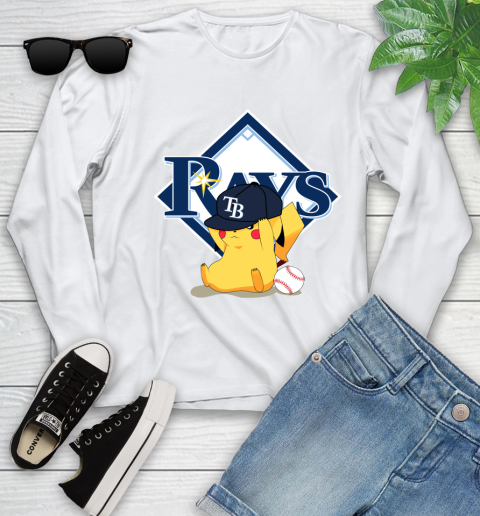 MLB Pikachu Baseball Sports Tampa Bay Rays Youth Long Sleeve