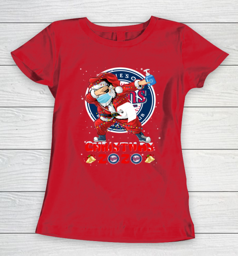 Minnesota Twins Funny Santa Claus Dabbing Christmas 2020 MLB Women's T-Shirt 9