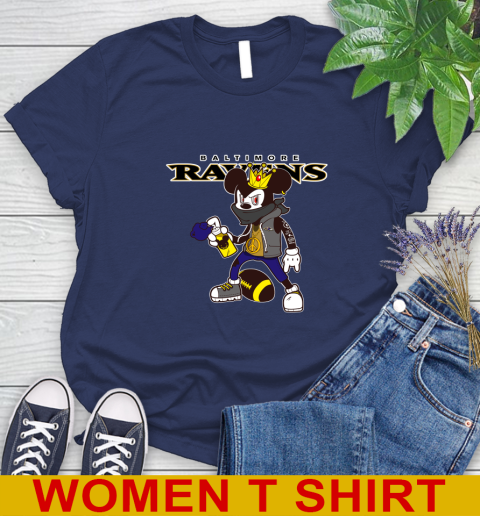 Baltimore Ravens NFL Football Mickey Peace Sign Sports Women's T-Shirt 13 Baltimore Ravens NFL Football Mickey Peace Sign Sports Women's T-Shirt - Image 13