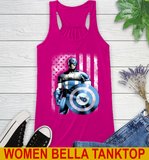 Tennessee Titans NFL Football Captain America Marvel Avengers American Flag Shirt Racerback Tank 6