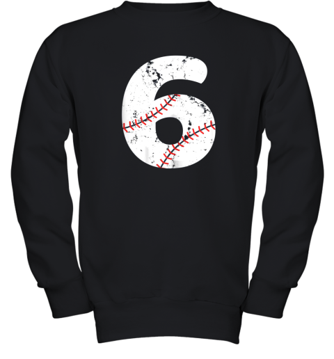 Number #6 BASEBALL Vintage Distressed Team Youth Sweatshirt