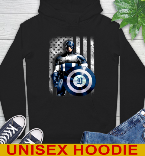 Detroit Tigers MLB Baseball Captain America Marvel Avengers American Flag Shirt Hoodie