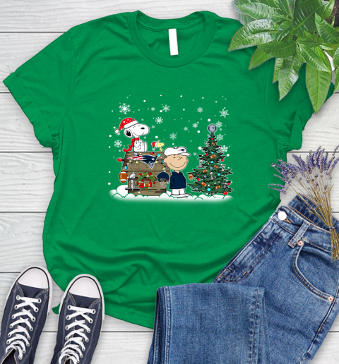 NFL New England Patriots Snoopy Charlie Brown Christmas Football Super Bowl Sports Women's T-Shirt 9