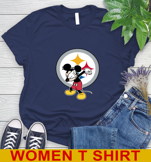 Pittsburgh Steelers NFL Football Dabbing Mickey Disney Sports Women's T-Shirt 12