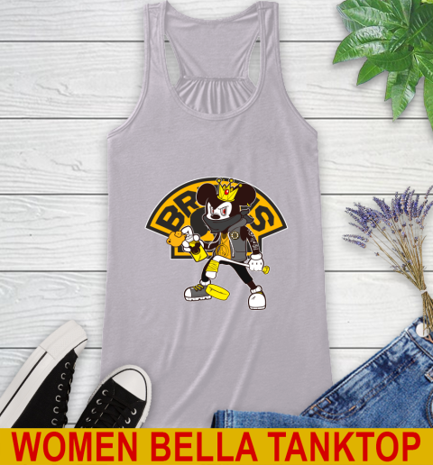Boston Bruins NHL Hockey Mickey Peace Sign Sports Racerback Tank 5