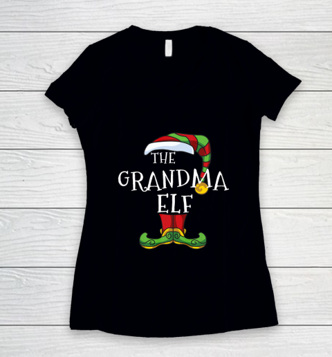 Grandma Elf Family Matching Christmas Group Gift Pajama Women's V-Neck T-Shirt