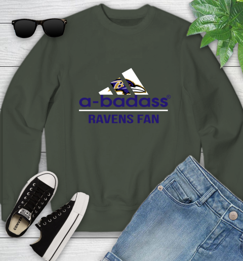 NFL A Badass Baltimore Ravens Fan Adidas Football Sports Youth Sweatshirt 9