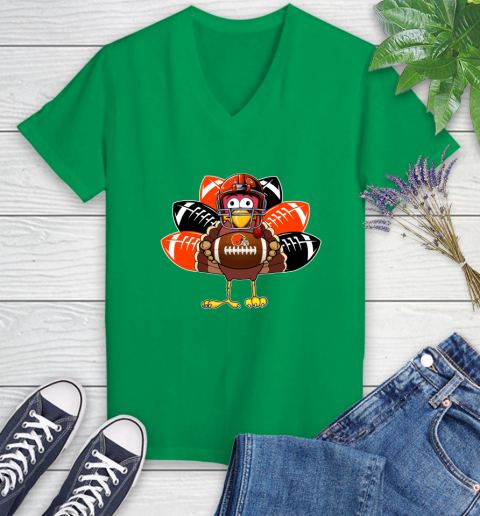 Cleveland Browns Turkey Thanksgiving Day Women's V-Neck T-Shirt 5