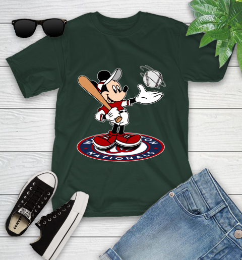 MLB Baseball Washington Nationals Cheerful Mickey Disney Shirt Youth T-Shirt 5
