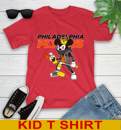Philadelphia Flyers NHL Hockey Mickey Peace Sign Sports Youth T-Shirt 10