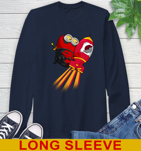 NBA Basketball Portland Trail Blazers Deadpool Minion Marvel Shirt Long Sleeve T-Shirt 3