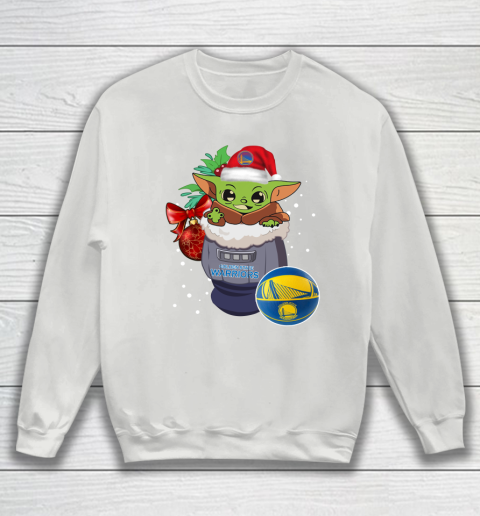 Golden State Warriors Christmas Baby Yoda Star Wars Funny Happy NBA Sweatshirt 5