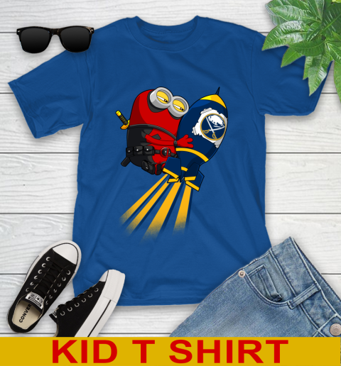 NHL Hockey Buffalo Sabres Deadpool Minion Marvel Shirt Youth T-Shirt 10