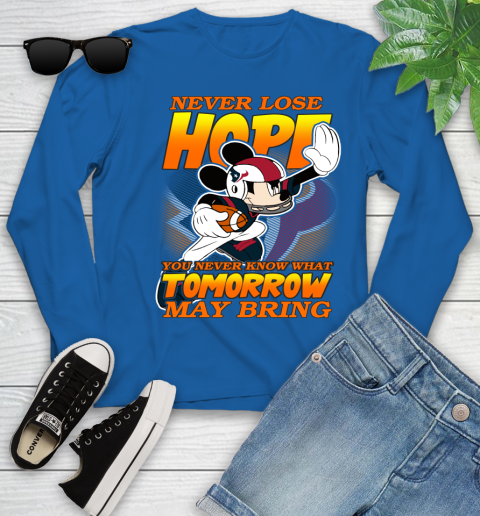 Houston Texans NFL Football Mickey Disney Never Lose Hope Youth Long Sleeve 10