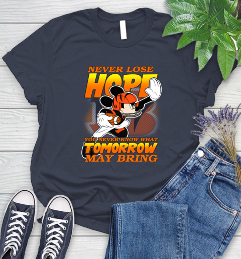 Cincinnati Bengals NFL Football Mickey Disney Never Lose Hope Women's T-Shirt 14