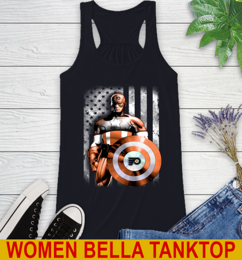 Philadelphia Flyers NHL Hockey Captain America Marvel Avengers American Flag Shirt Racerback Tank 8