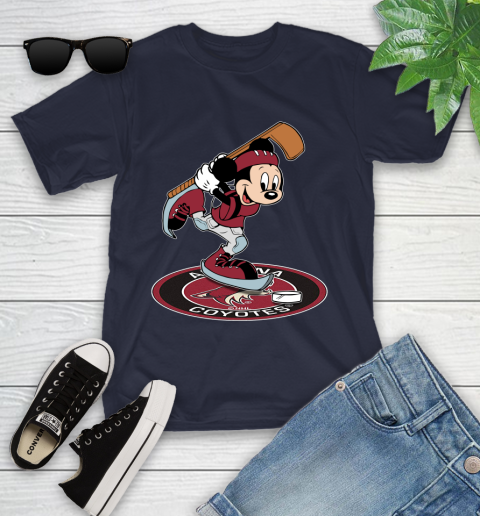 NHL Hockey Arizona Coyotes Cheerful Mickey Disney Shirt Youth T-Shirt 3