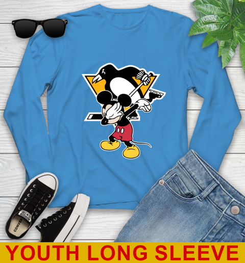 Pittsburgh Penguins NHL Hockey Dabbing Mickey Disney Sports Youth Long Sleeve 8