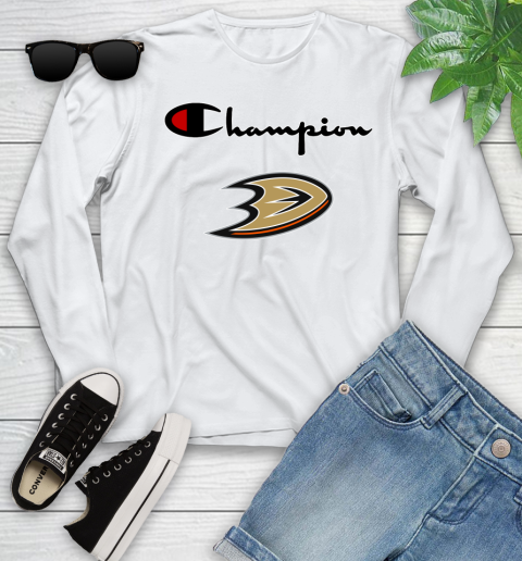 NHL Hockey Anaheim Ducks Champion Shirt Youth Long Sleeve