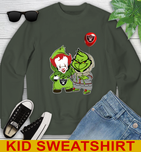 Oakland Raiders Baby Pennywise Grinch Christmas NFL Football Youth Sweatshirt 9