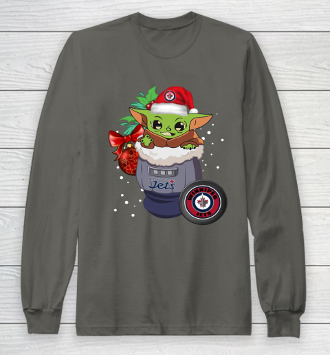 Winnipeg Jets Christmas Baby Yoda Star Wars Funny Happy NHL Long Sleeve T-Shirt 8