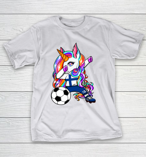 Dabbing Unicorn Finland Soccer Fans Jersey Finnish Football T-Shirt 24