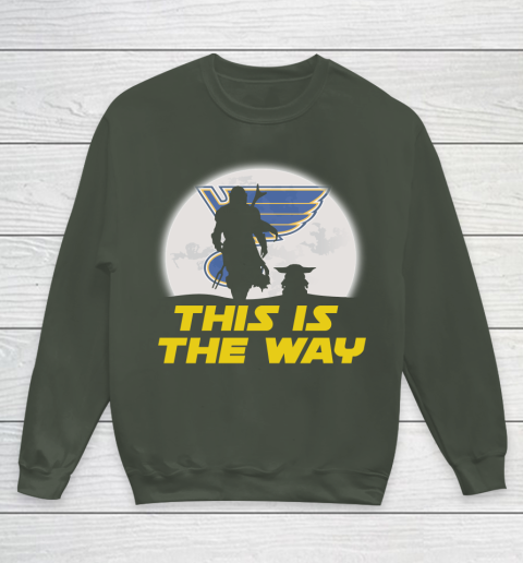 St.Louis Blues NHL Ice Hockey Star Wars Yoda And Mandalorian This Is The Way Youth Sweatshirt 8
