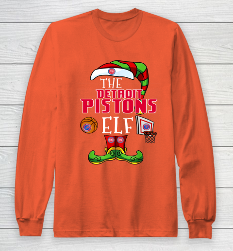 Detroit Pistons Christmas ELF Funny NBA Long Sleeve T-Shirt 3