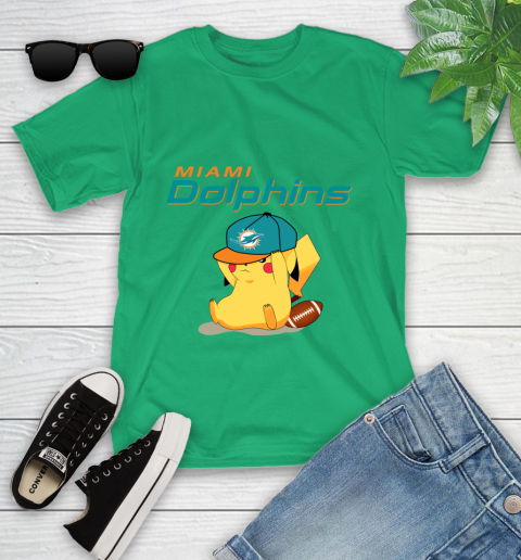 NFL Pikachu Football Sports Miami Dolphins Youth T-Shirt 6