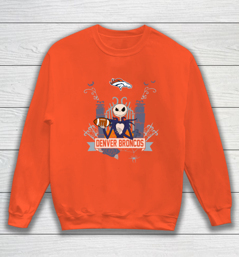 NFL Denver Broncos Football Jack Skellington Halloween Sweatshirt 3