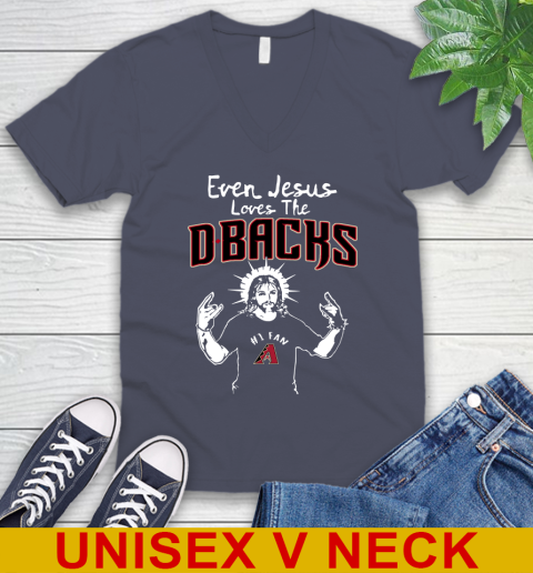 Arizona Diamondbacks MLB Baseball Even Jesus Loves The Dbacks Shirt V-Neck T-Shirt 7