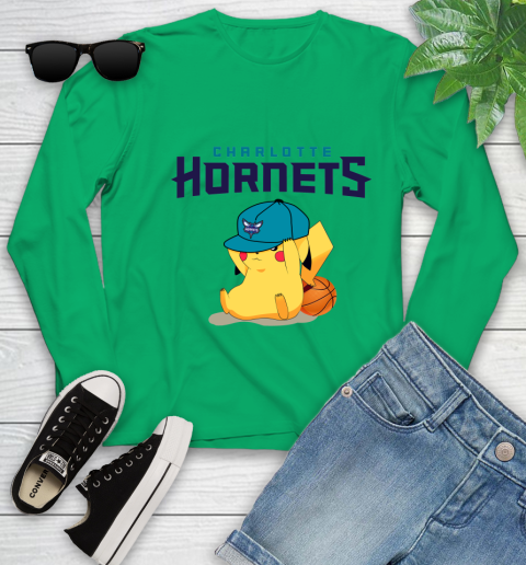 NBA Pikachu Basketball Sports Charlotte Hornets Youth Long Sleeve 6